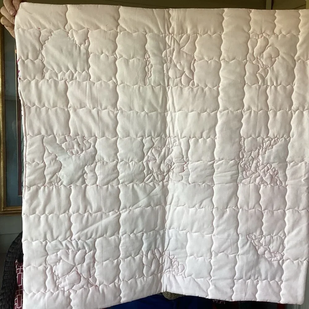 NWT Hand Crafted Floral Patchwork Quilt - Pink and White for New Baby or Toddler